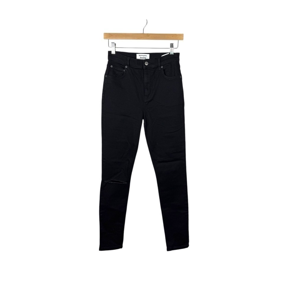 NWT Reformation High Rise Stretch Slim Jeans in Black Size 26